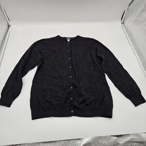 Edwards Black Crew Neck Button Front Cardigan Sweater Size L